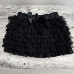 Zara Kids Black Bubble Ruffle Mini Skirt with Front Bow